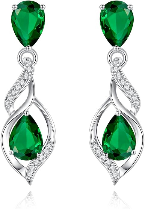 FANCIME Gift for Women Birthstone Earrings for Her Teardrop Birthstone Earrings S925 Sterling Sil... | Amazon (US)