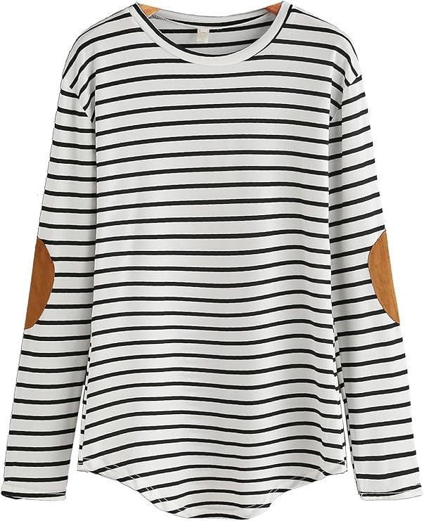 Milumia Women's Elbow Patch Striped High Low Top T-Shirt | Amazon (US)