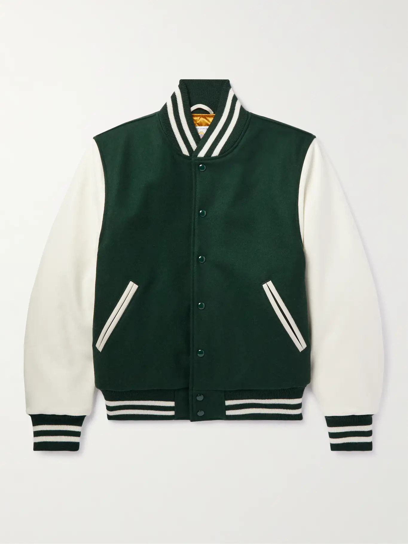 The Portola Leather-Trimmed Wool-Blend Varsity Jacket | Mr Porter (US & CA)