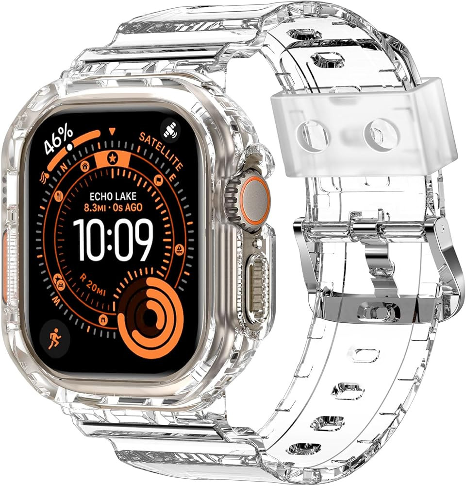 XYF Compatible for Crystal Clear Apple Watch Bands, 49mm 46mm 45mm 44mm 42mm 41mm 40mm 38mm Bumpe... | Amazon (US)