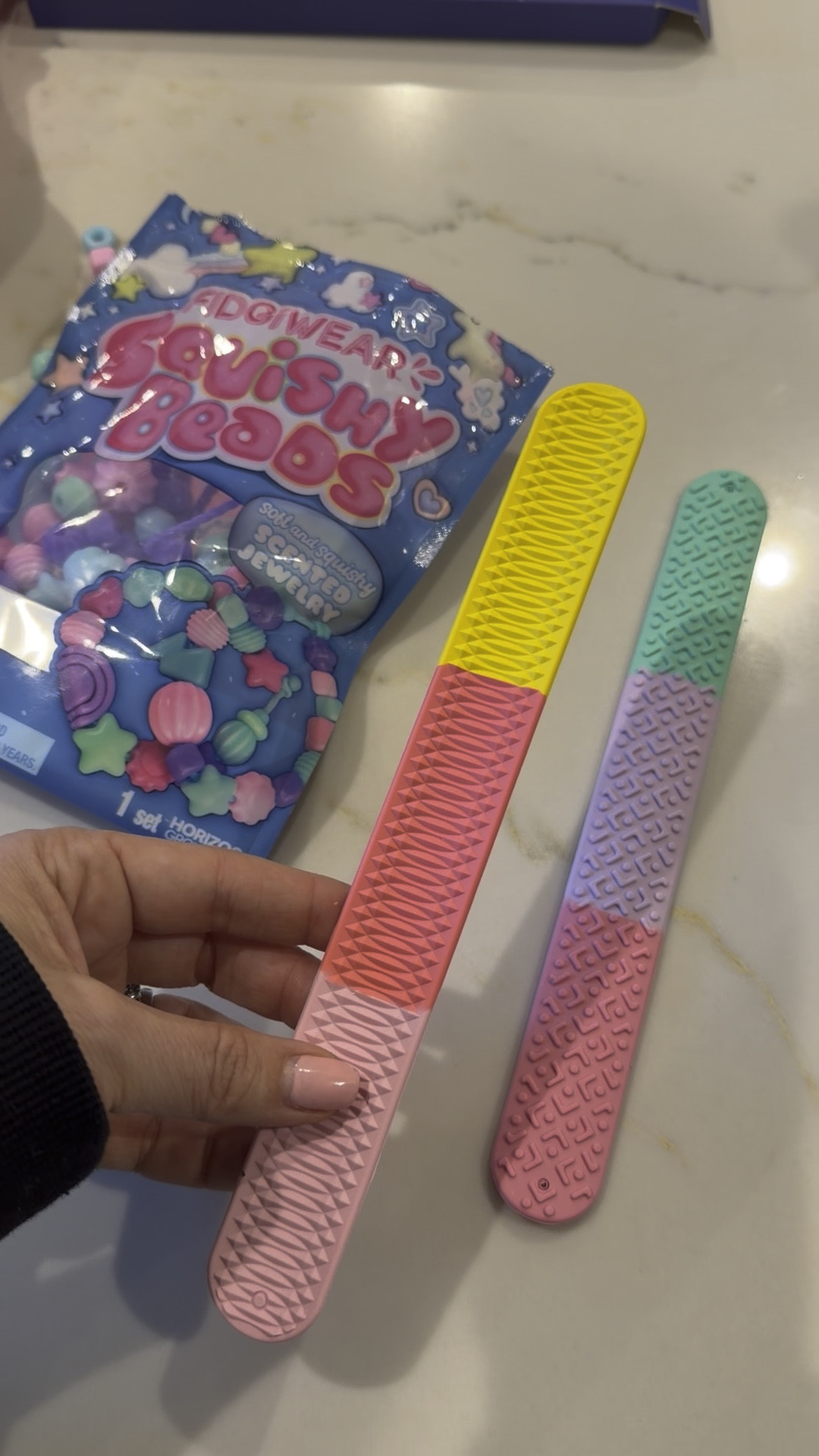 Have a kiddo that loves fidgets and squishies plus has trst anxiety? These fidget bracelets help us during homework and long state testing days 

#LTKKids #LTKmomlife