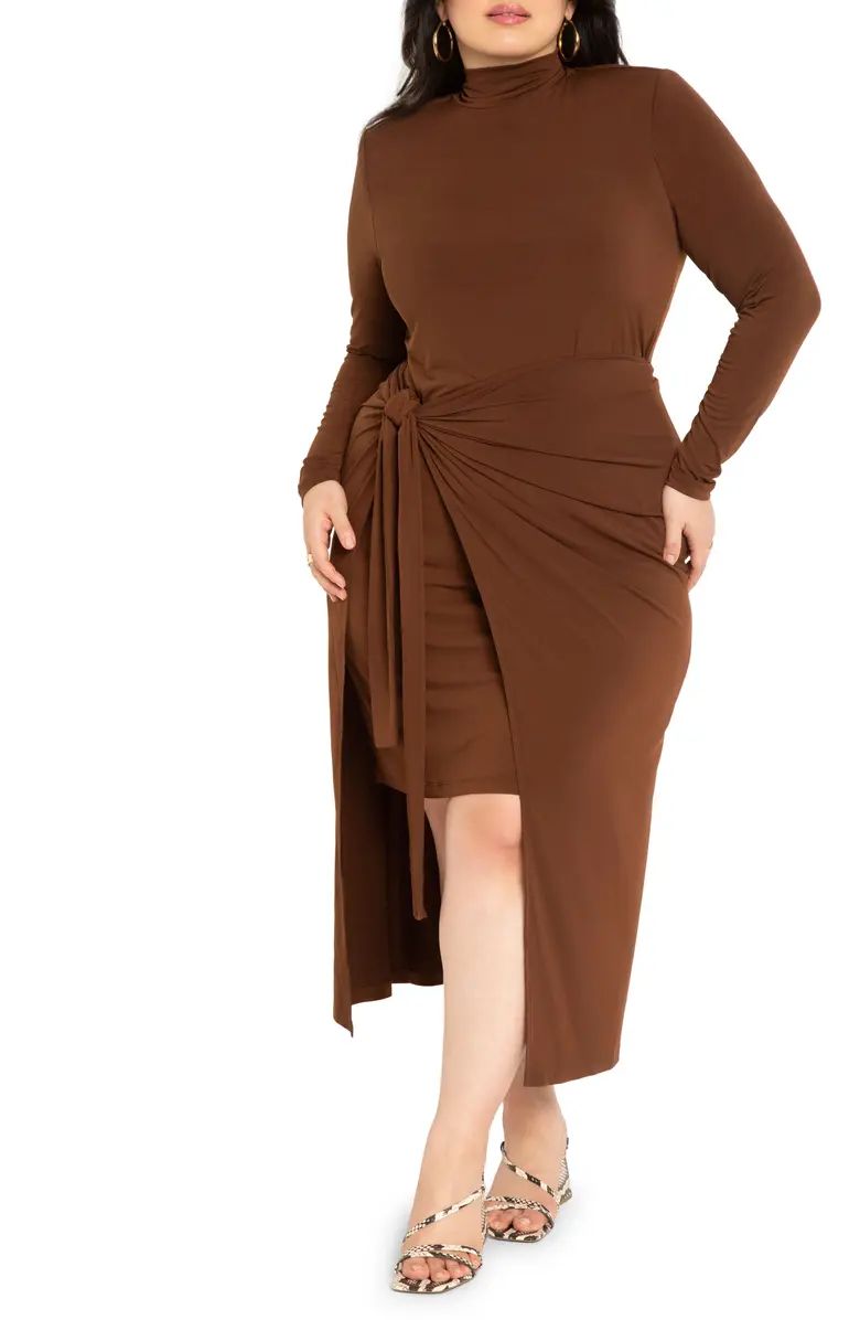 Long Sleeve Turtleneck Wrap Skirt Dress | Nordstrom