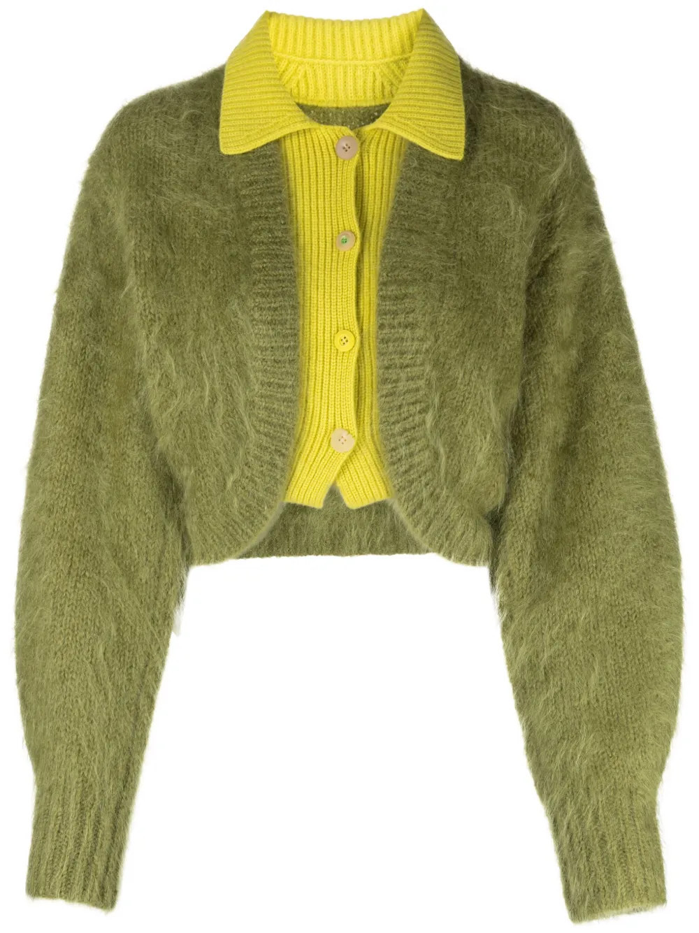 JNBY layered spread-collar cardigan - Green | Farfetch Global