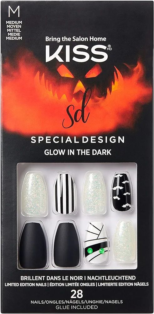 KISS Special Design Halloween Fake Nails, Glow-In-The-Dark, Style ‘Howling For You’, with Pin... | Amazon (US)