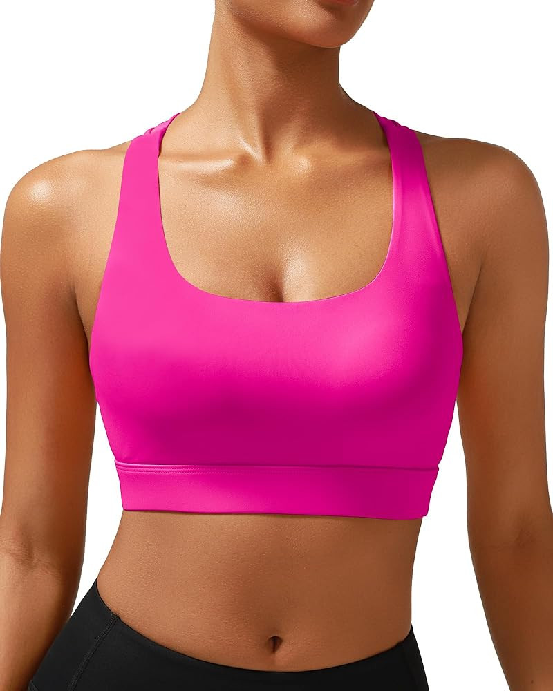 RUNNING GIRL High Impact Sports Bras for Women - Scoop Neck Strappy Sports Bra High Support Mould... | Amazon (US)