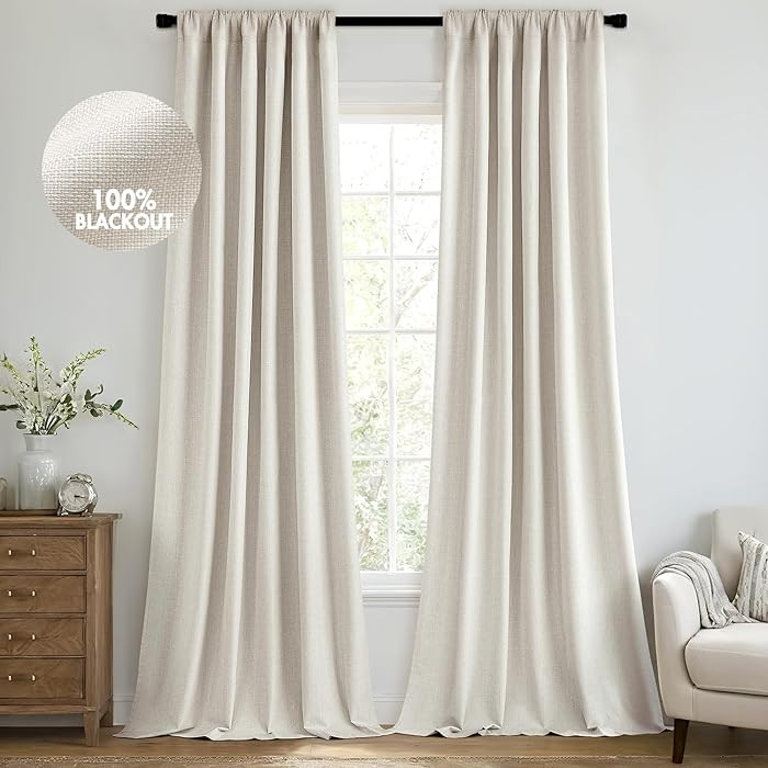 MIULEE 100% Blackout Curtains 94 Inch Long 2 Panels Set for Bedroom, Faux Luxury Linen Textured B... | Amazon (CA)