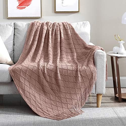 Walensee Throw Blanket for Couch (50" x 60", Dusty Pink) 100% Acrylic Knit Woven Blanket, Lightwe... | Amazon (CA)