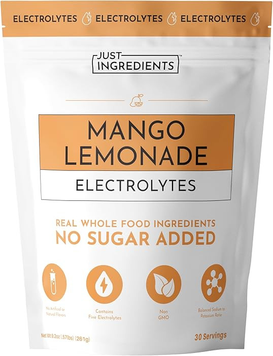 JUST INGREDIENTS Mango Lemonade Electrolyte Drink Mix - Coconut Water, Sea Salt, Trace Minerals -... | Amazon (US)