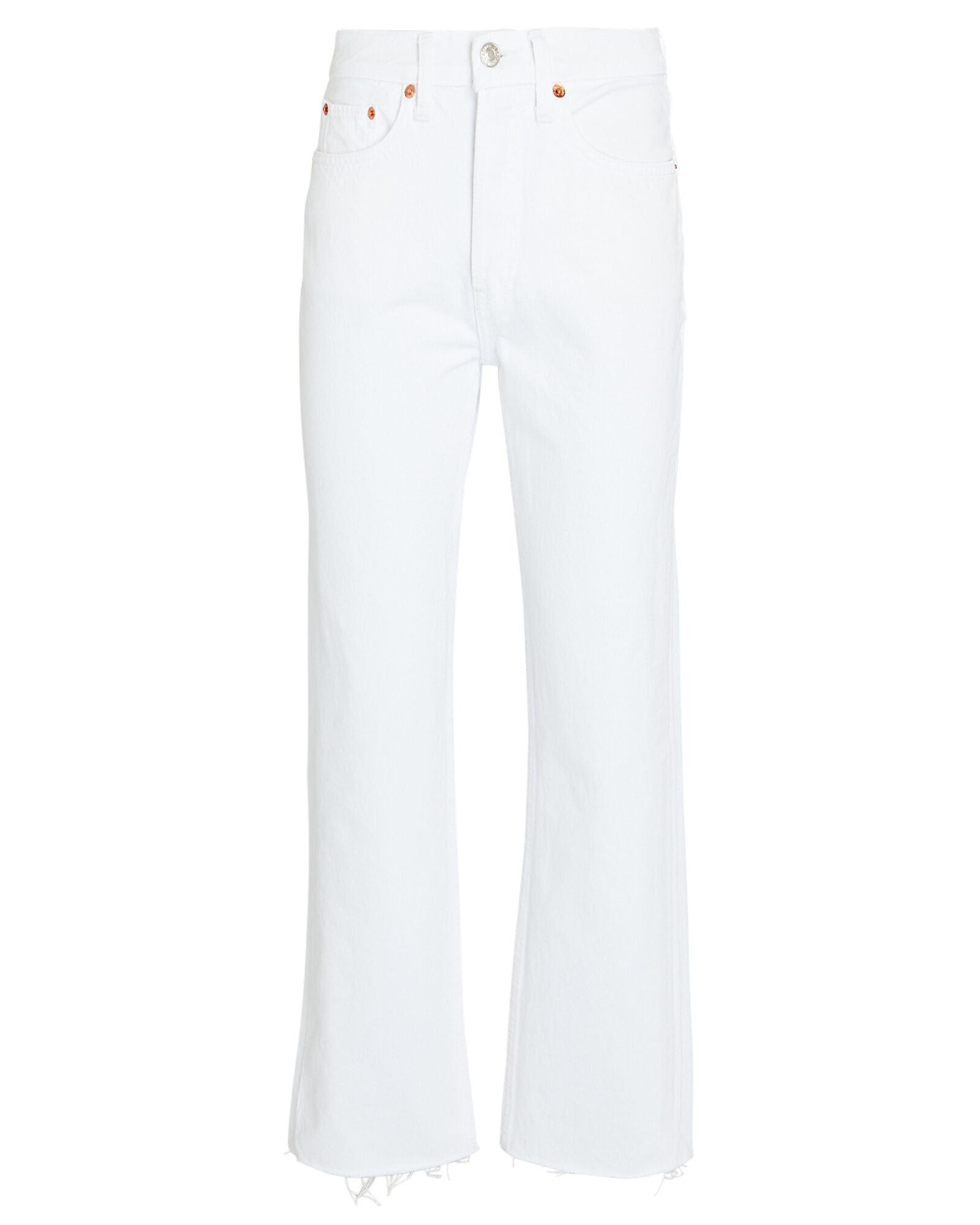 70s Stovepipe Jeans, White Jeans Winter, White Boots, White Booties, White Boots Outfit | INTERMIX