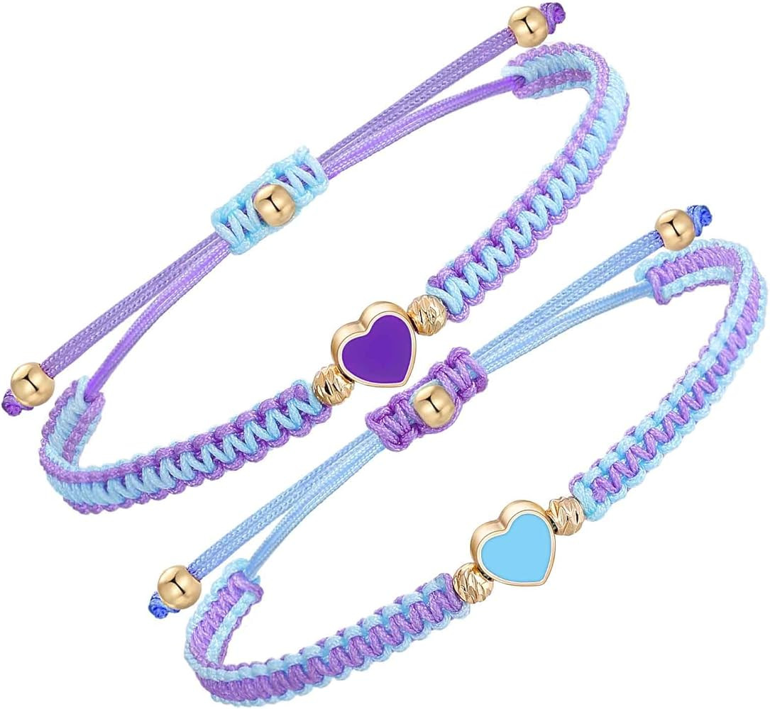 MJartoria BFF Bracelets for 2-Heart Matching Bracelets Adjustable Strand Best Friends Bracelet Fr... | Amazon (US)
