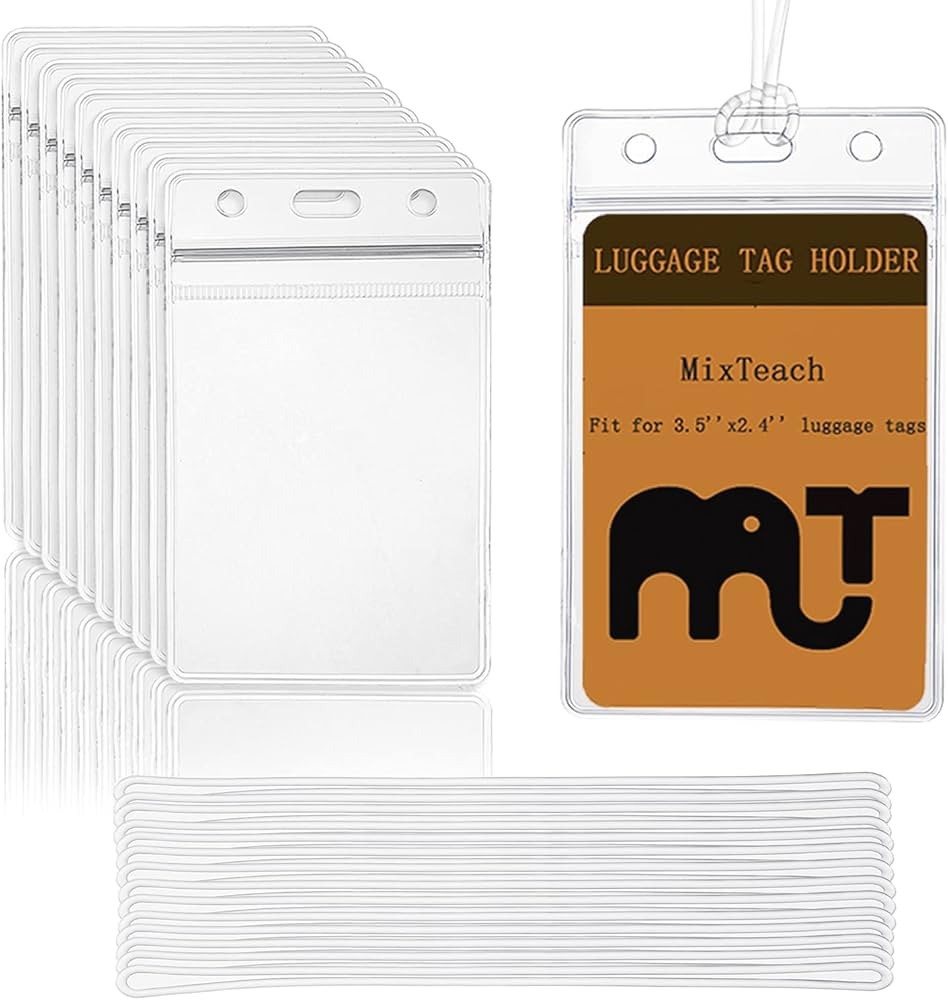 Clear Luggage Tags Bag Tag Holder Identification ID Card Badge Holder with Clear Luggage Tag Loop... | Amazon (US)