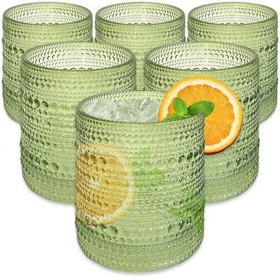 Kate Aspen 10 oz. Textured Beaded Sage Green Glass (Set of 6) | 27204GN | Target