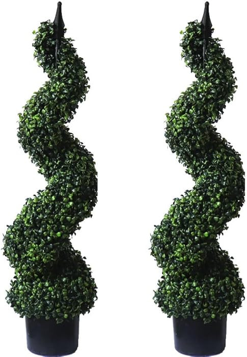 36'' Topiary Trees Artificial Outdoor Boxwood Plants Set of 2 for Porch Decor | Amazon (US)