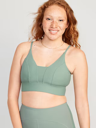 Light Support PowerSoft Textured-Rib Sports Bra for Women | Old Navy (US)