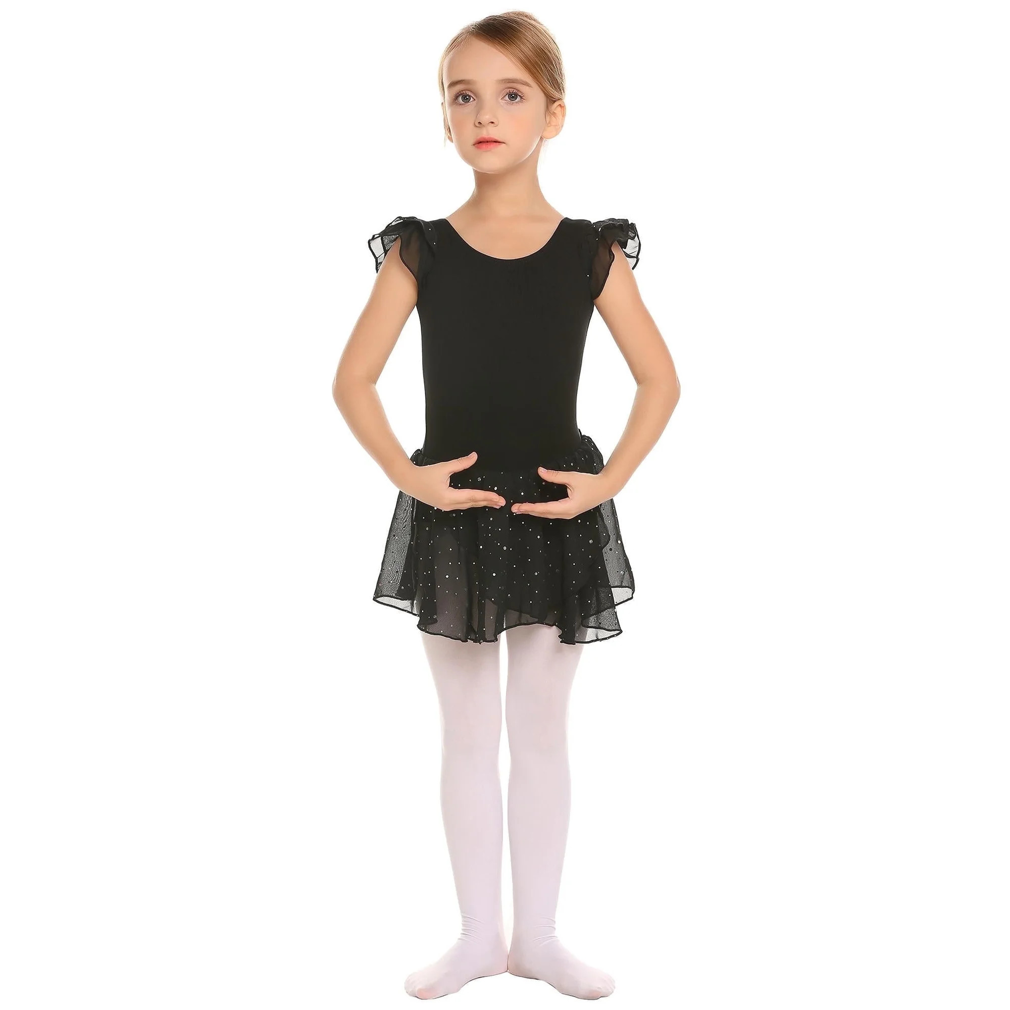 Arshiner Girls Ruffle Sleeve Ballet Dance Dress Tutu Skirted Leotard | Walmart (US)