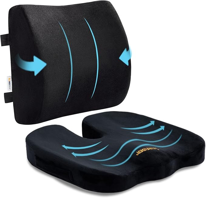 SAIREIDER Seat Cushion and Lumbar Support Pillow for Office Chair, Memory Foam Car Seat Cushions ... | Amazon (US)
