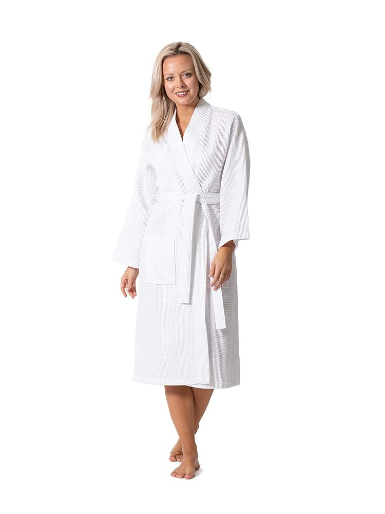 Turkish Linen Waffle Knit Lightweight Kimono Spa & Bath Robes for Women - Quick Dry - Soft | Amazon (US)
