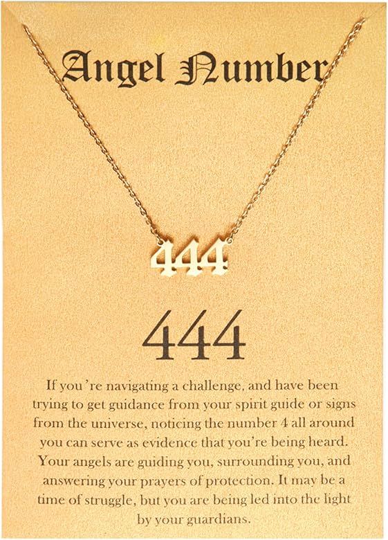 Tasunom Old English Angel & Number Necklace Numerology Jewelry for Women 18K Gold Plated Stainles... | Amazon (US)