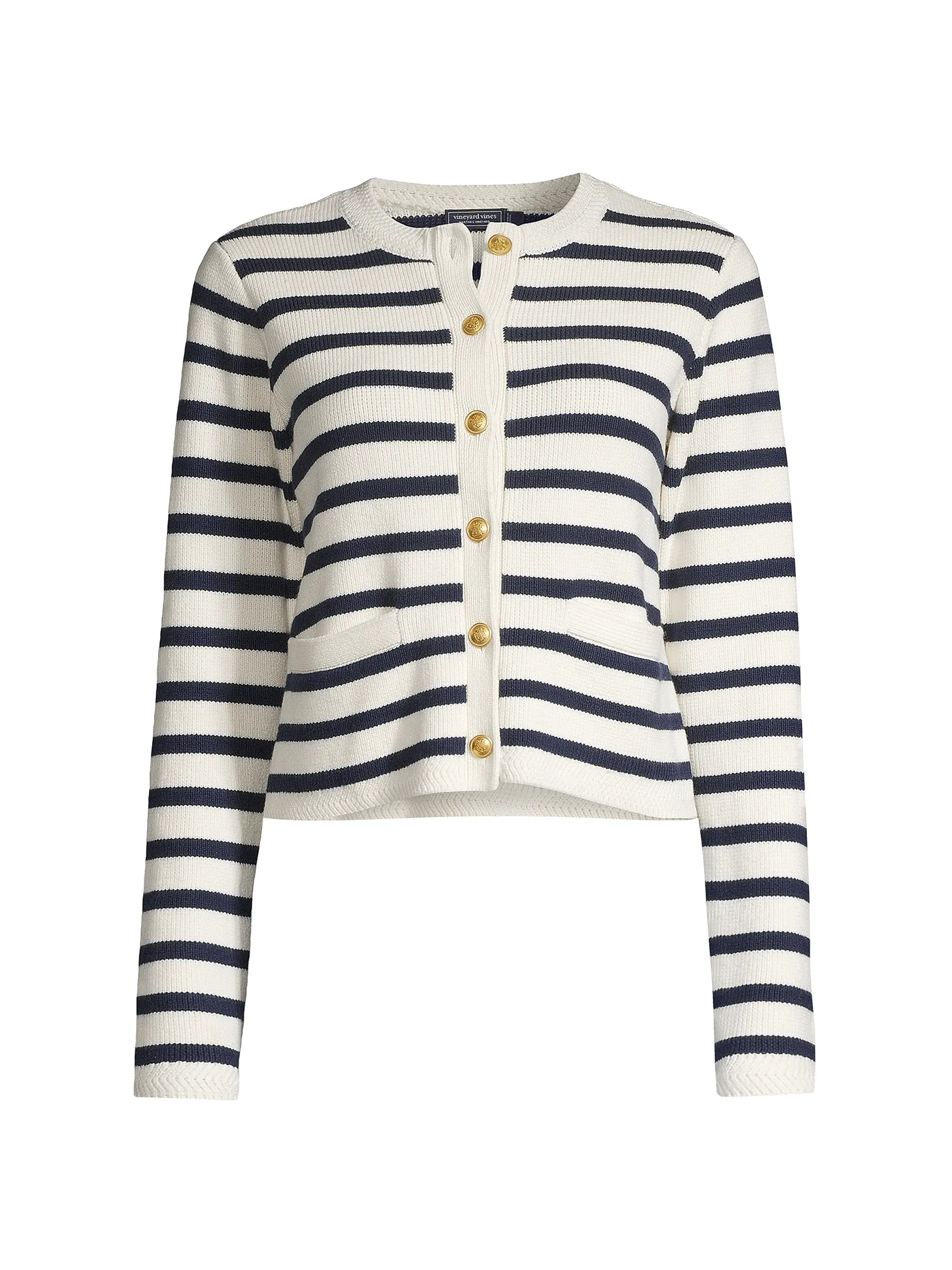 Striped Crewneck Cardigan | Saks Fifth Avenue