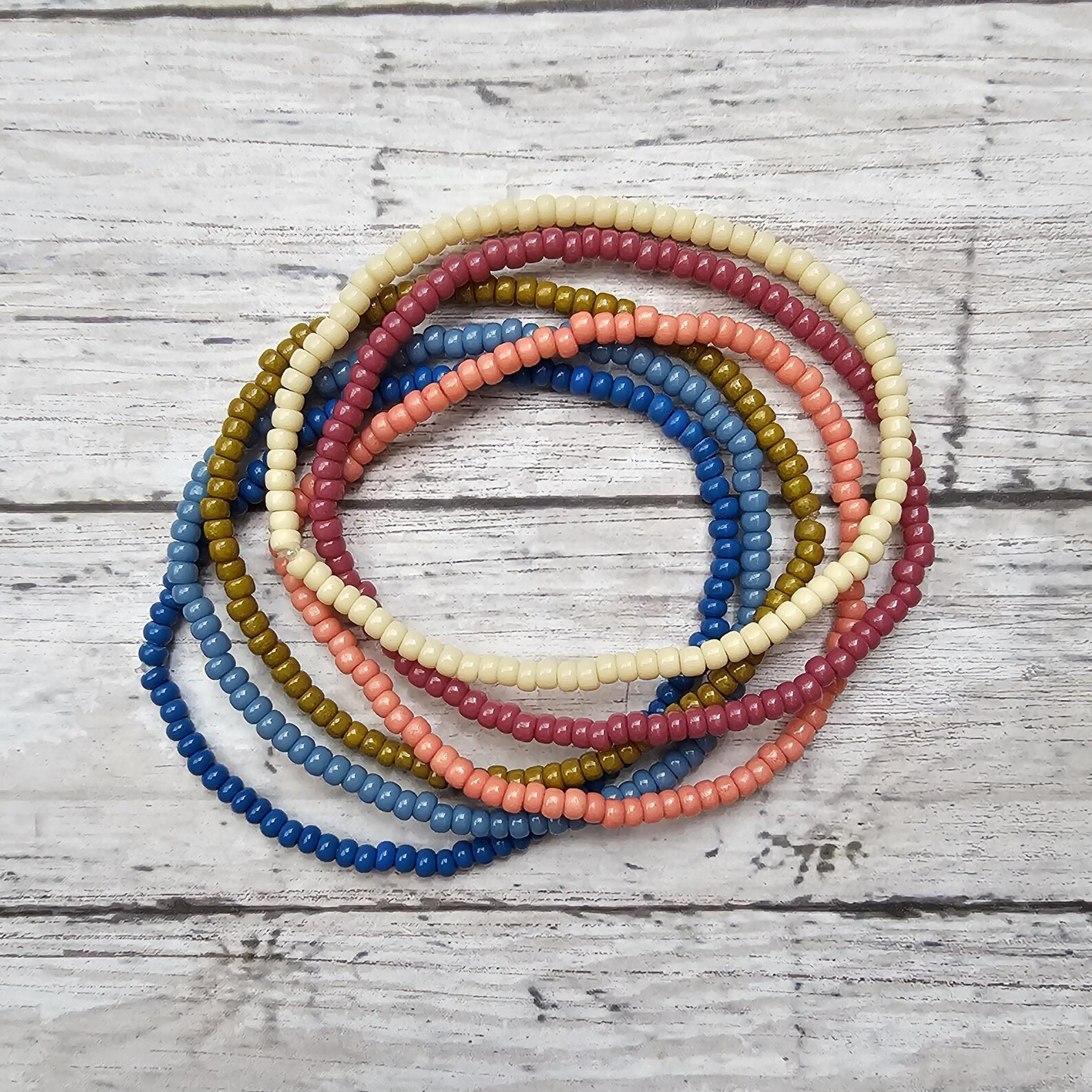 Set of 6 Fall Boho Colors Stack Seed Bead Stretch Stacking Bracelets - Etsy | Etsy (US)