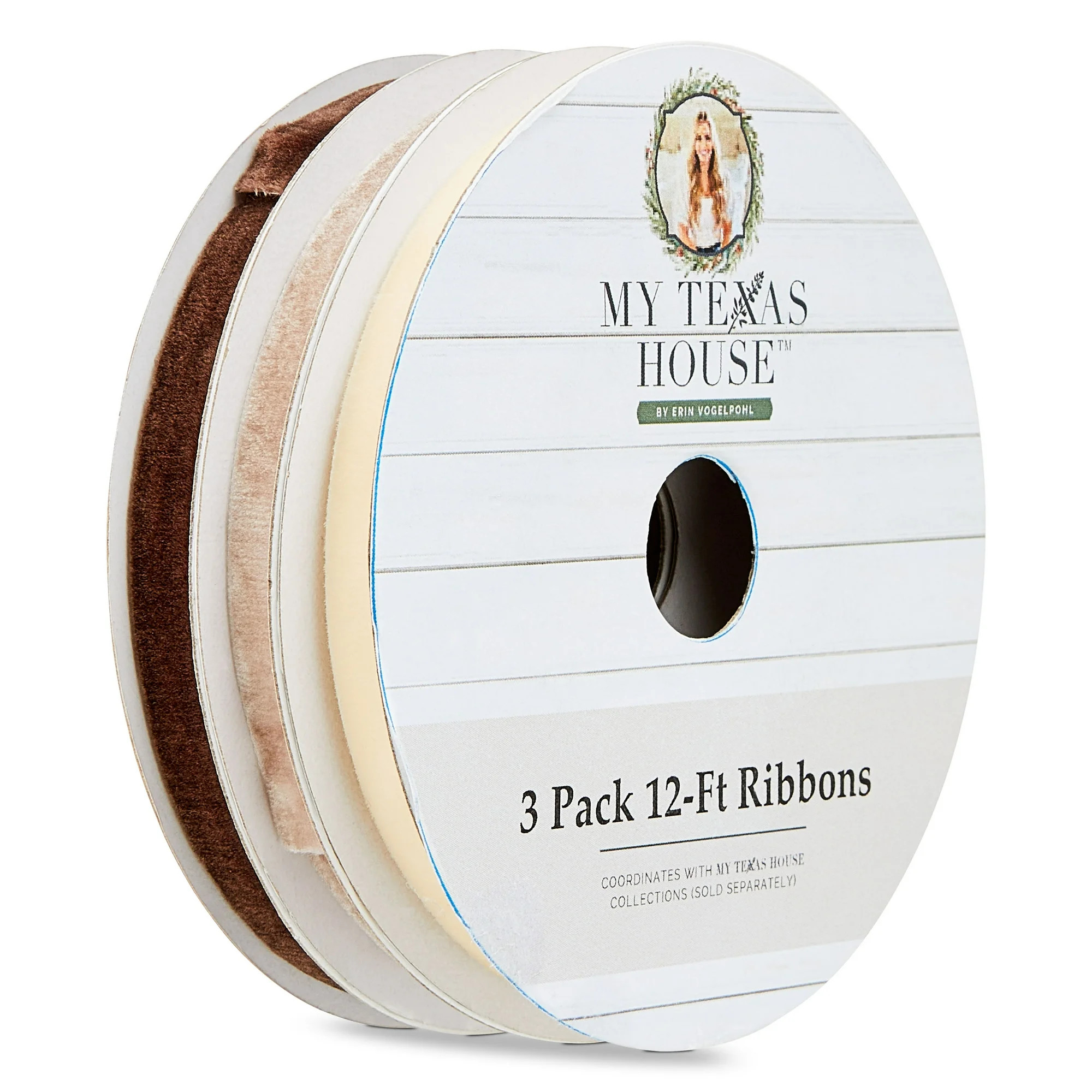 Ivory, Tan, and Beige Christmas Ribbons, 12', 3 Pack, by My Texas House - Walmart.com | Walmart (US)