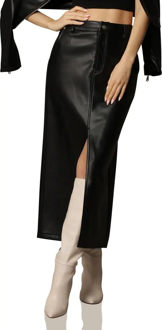 Avec Les Filles Front Slit Faux Leather Skirt | Nordstrom | Nordstrom