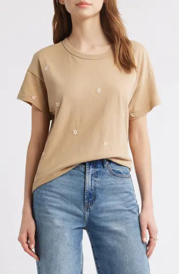 The Boxy Embroidered Crewneck Tee | Nordstrom