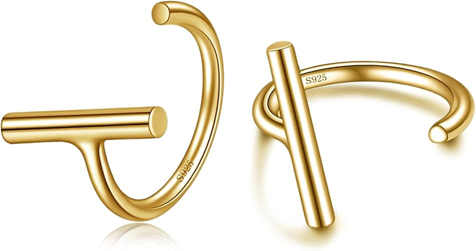 CHIC & ARTSY 925 Sterling Silver Half Hoop Earrings for Women, Small Huggie Hoops Set with Ball B... | Amazon (US)