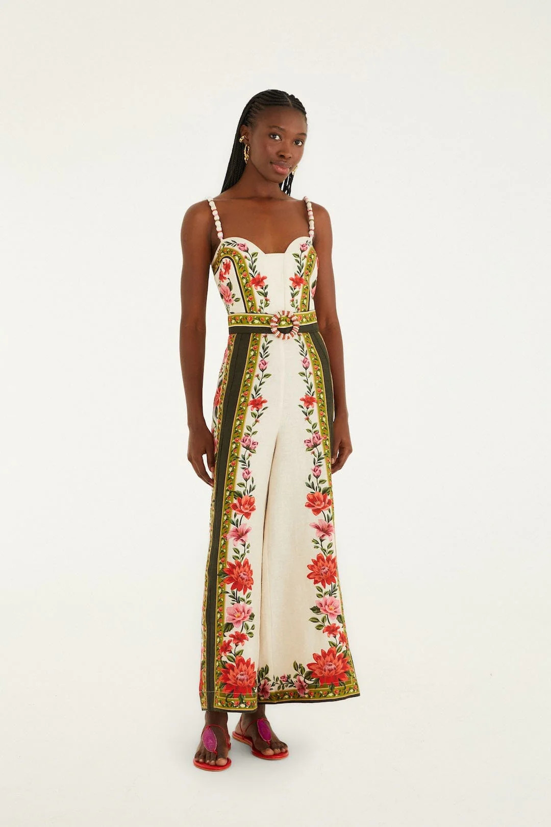 Sand Wonder Rio Sleeveless Euroflax� Premium Linen Wide-Leg Jumpsuit | FARM Rio | FarmRio (US)