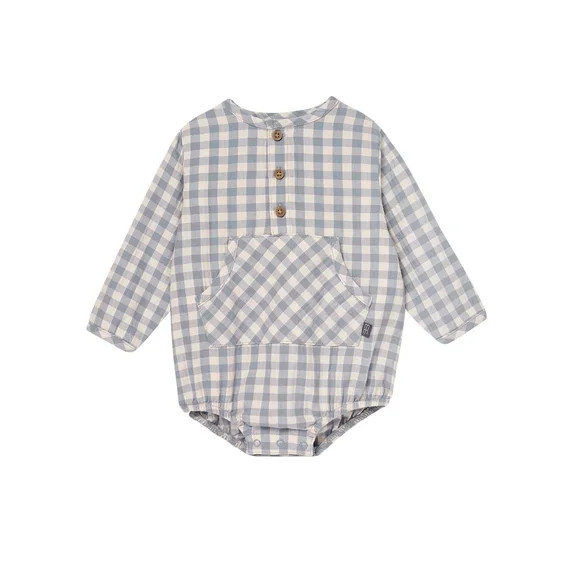 Modern Moments by Gerber Baby Boy Henley Dumpling Romper with Kanga Pocket, Sizes 0/3 Months - 24... | Walmart (US)