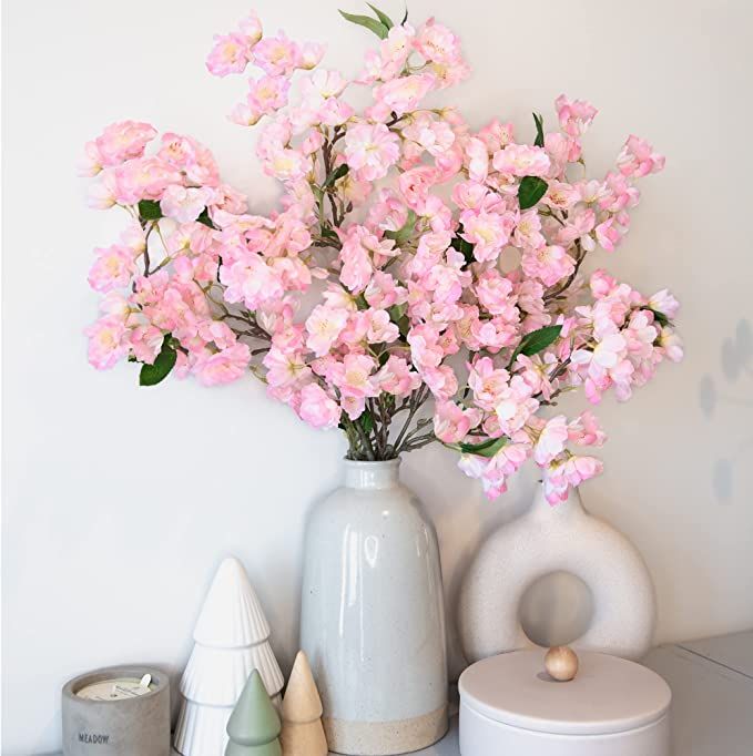 MJFloria Artificial Silk Cherry Blossom Flowers Branches, Faux Cherry Peach Tree, Plum Boutique f... | Amazon (US)