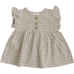 Gingham Ruffle Linen Dress | Mebie Baby