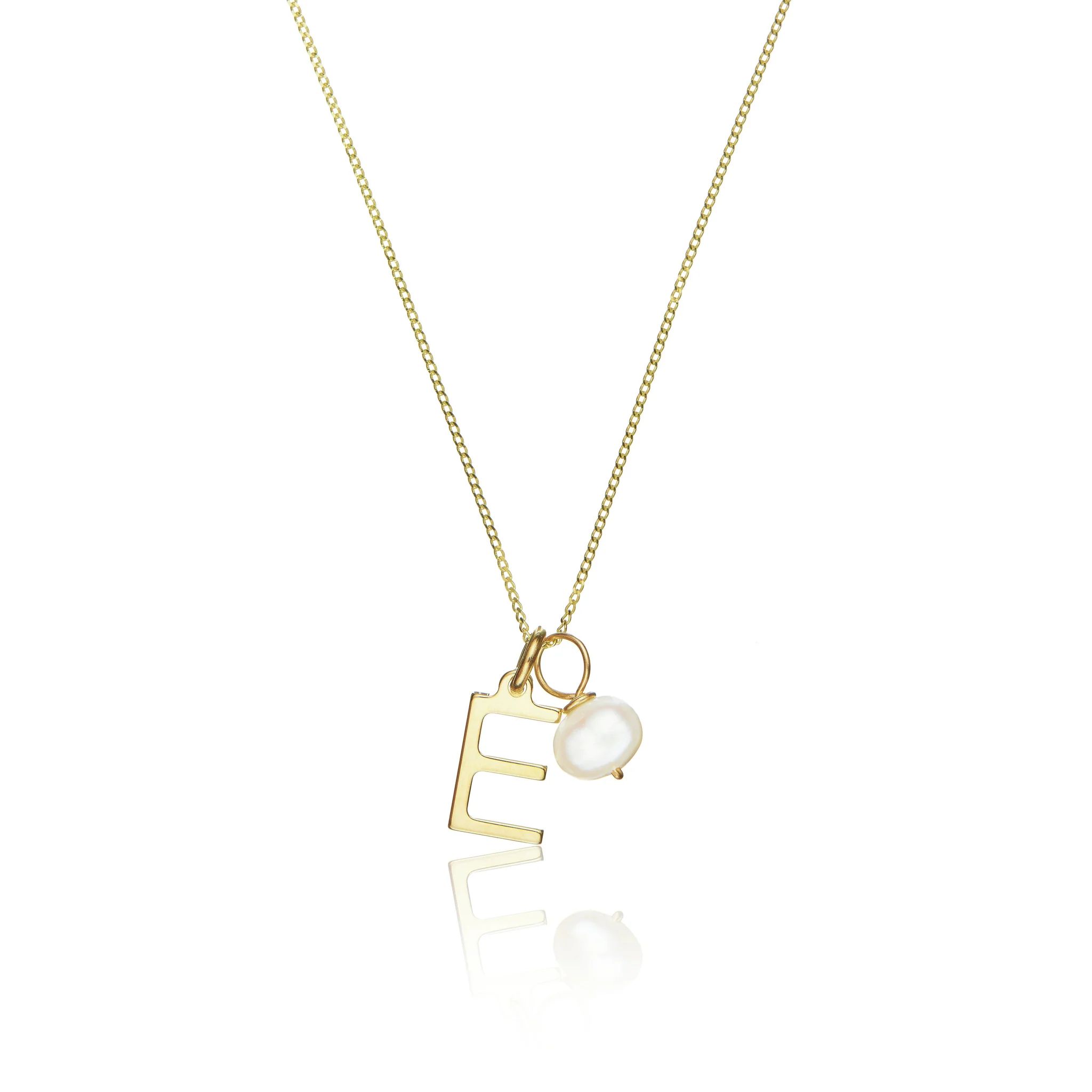 Solid Gold Initial and Pearl Drop Necklace | Lily & Roo