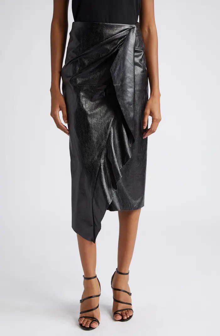 Quinn Ruffle Faux Leather Midi Skirt | Nordstrom