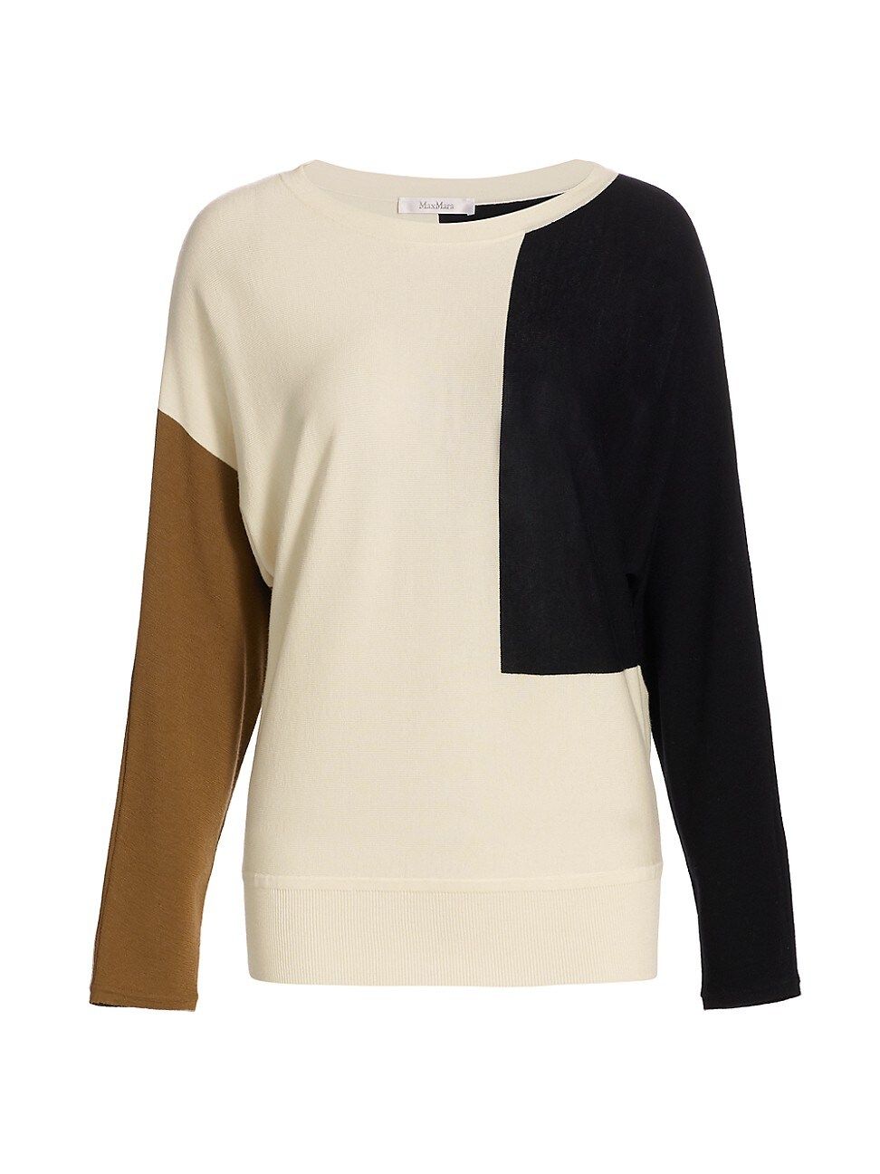 Max Mara Women's Taiga Colorblock Wool Sweater - Ivory - Size Large | Saks Fifth Avenue