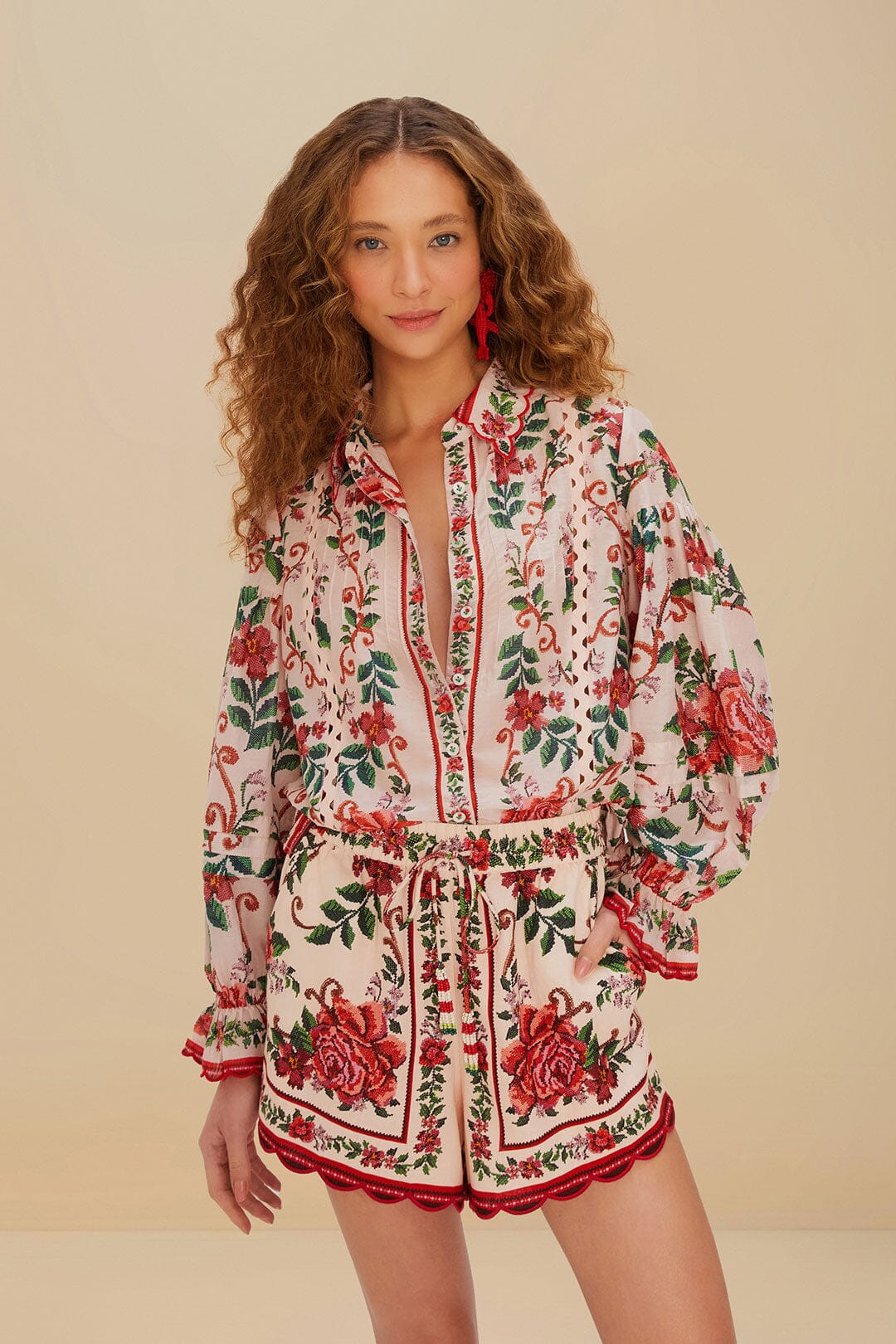 Flower Tapestry Pink Shorts | FARM Rio | FarmRio (US)