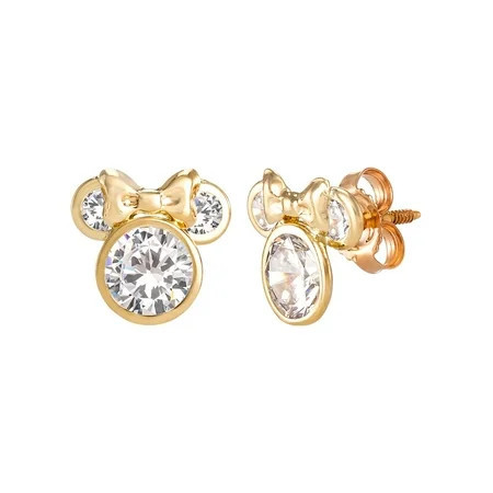 Disney Girls/Tween 10KT Yellow Gold Minnie Mouse Earrings | Walmart (US)