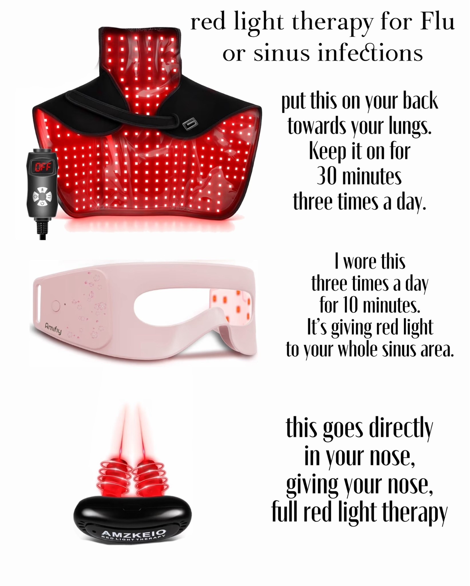 Red light therapy for flu or sinus infections