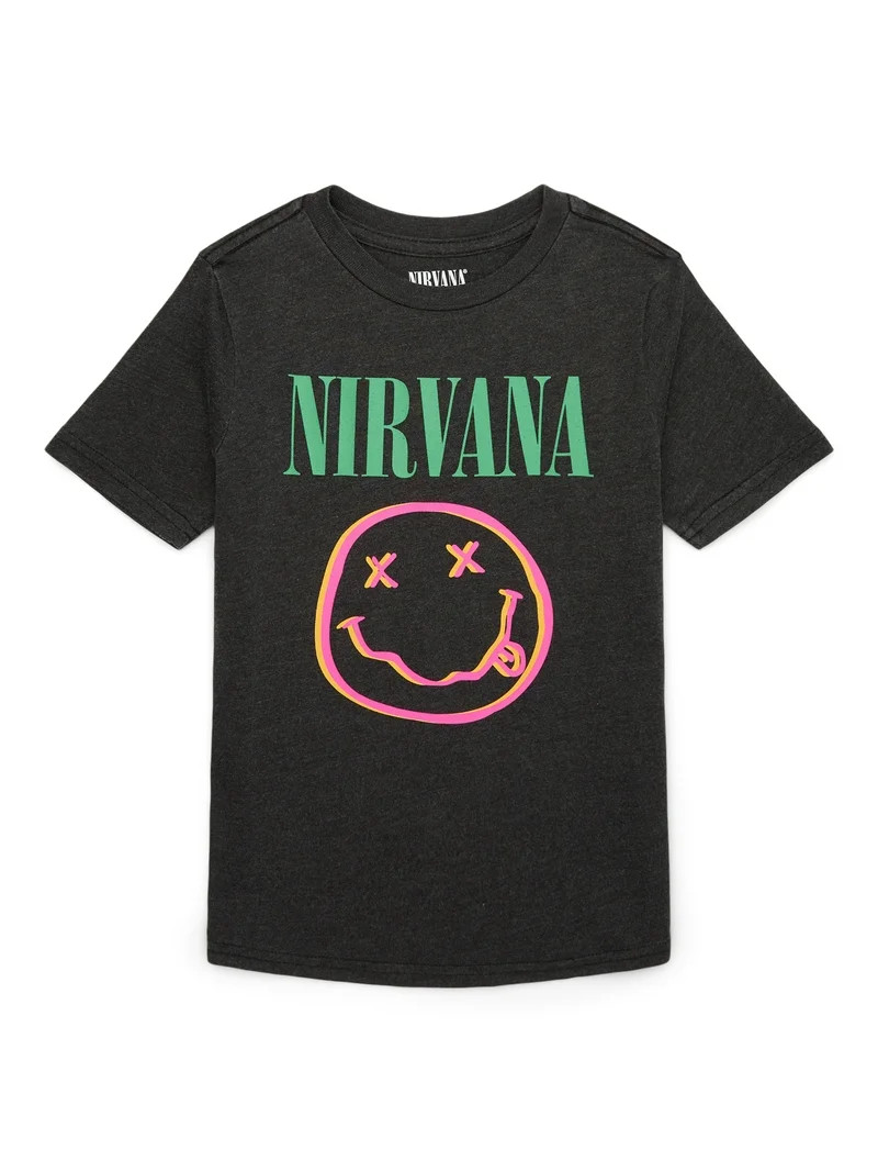 Nirvana Boys Smiley Graphic Tee with Short Sleeves, Sizes 4-18 - Walmart.com | Walmart (US)