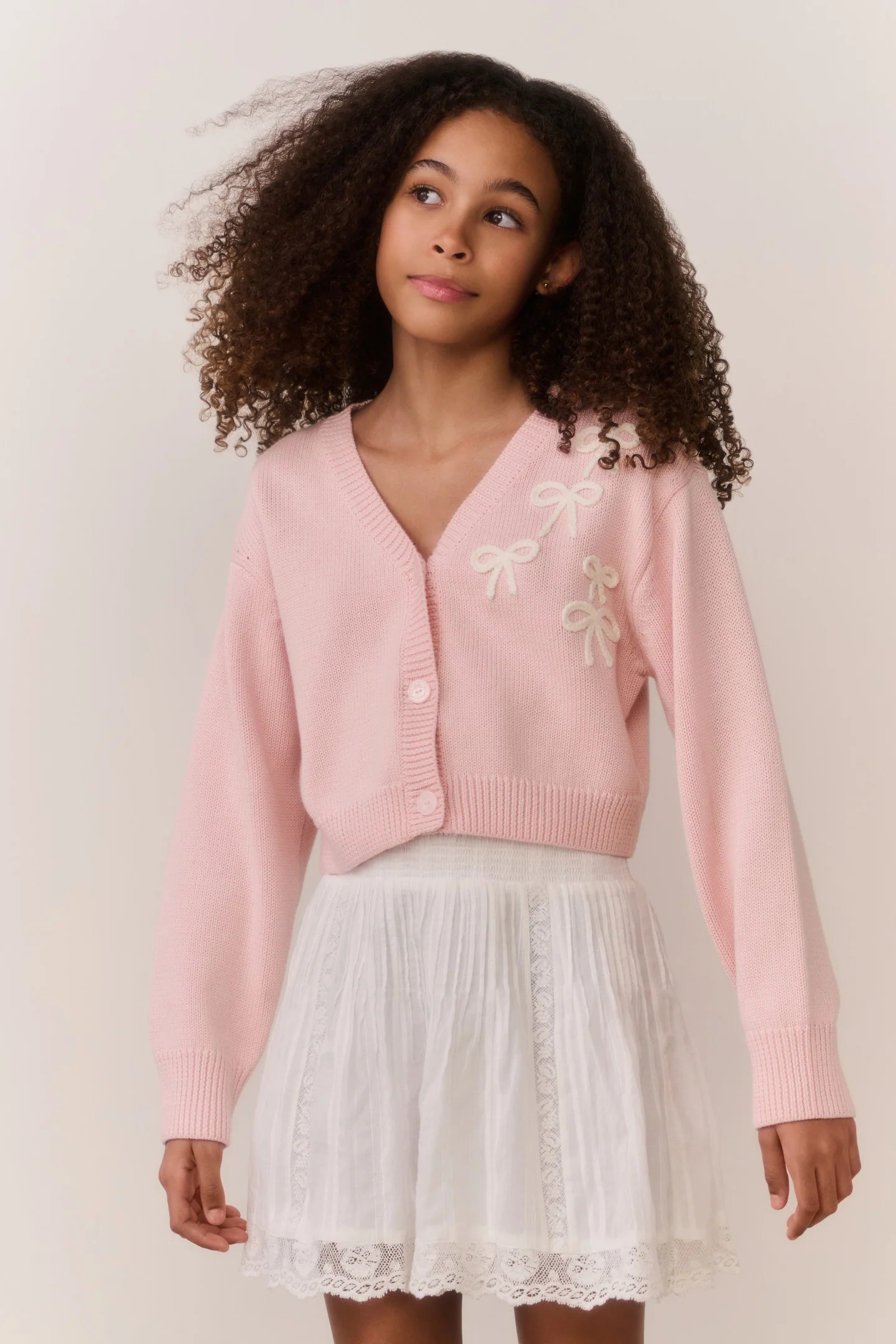 Tween Jayne Bow Embroidered Cardigan | LoveShackFancy