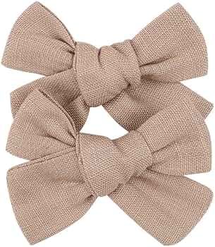 3.2'' Girls Light Brown Linen Hair Bows Clips - Alligator Clips Hair Accessories for Little Girls... | Amazon (US)