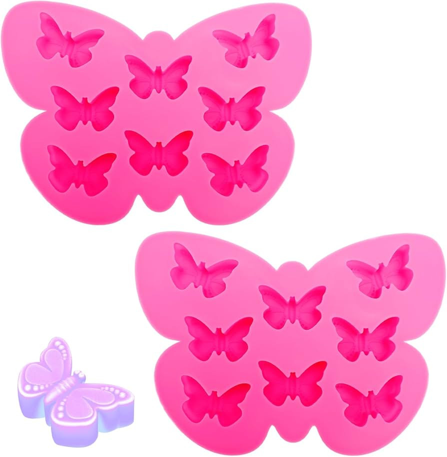 2 Pcs Butterfly Silicone Mold Butterfly Ice Cube Tray for Cake Decoration Cupcake Toppers DIY Cho... | Amazon (US)