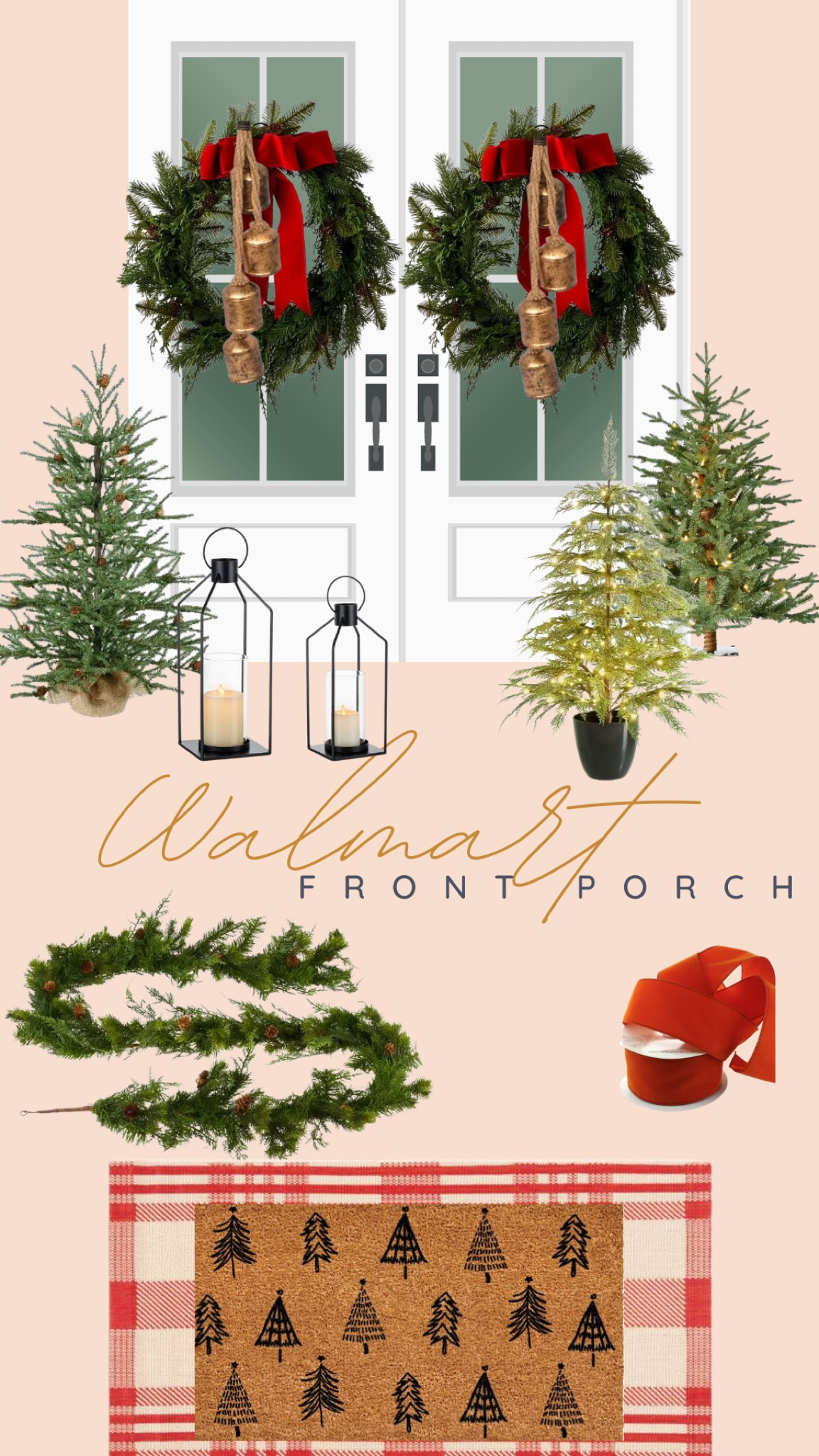 Walmart front porch with classic reds and greens to brighten your front porch and create a timeless beautiful look this season! 

#LTKhome #LTKSeasonal #LTKHoliday