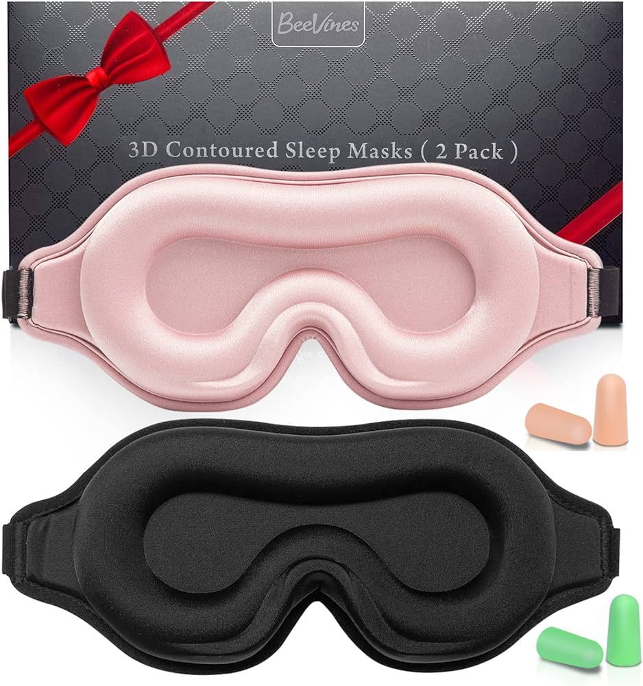 Eye Mask for Sleeping, 2 Pack 3D Contoured Sleep Eye Mask with Adjustable Strap, BeeVines Molded ... | Amazon (US)