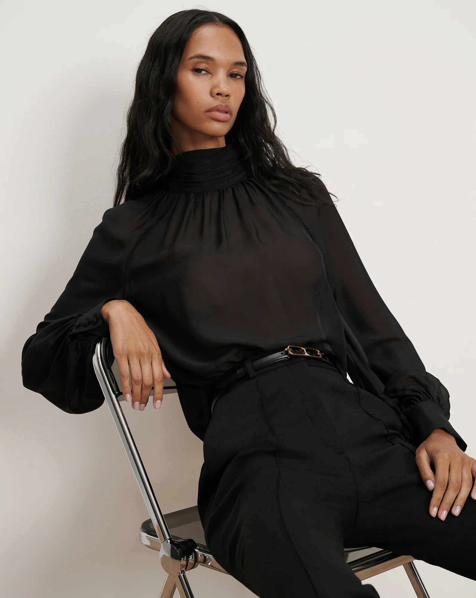 Veronica Beard Alyssa Silk Turtleneck Blouse Black | Veronica Beard