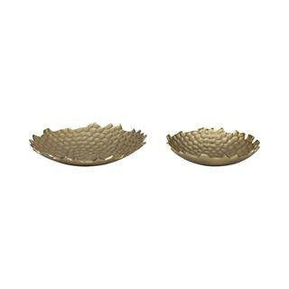 Gold 12 in. and 15 in. Metal Wood Honeycomb Decorative Bowls | The Home Depot