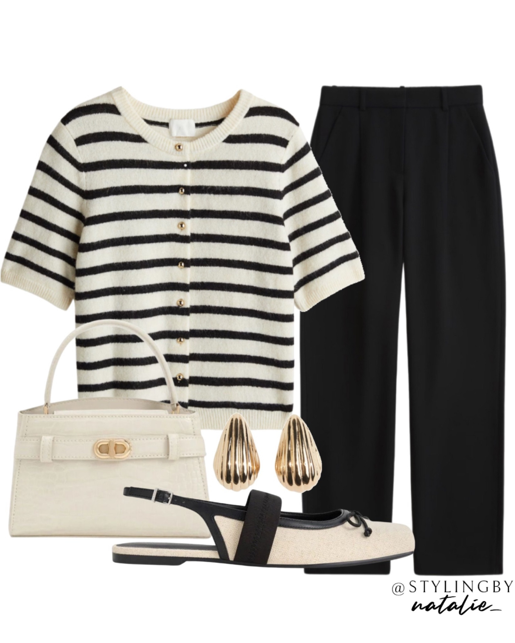 Stripe cardigan, tailored trousers, ballet pumps, work wear, office outfit.

#LTKmidsize #LTKworkwear #LTKautumn
