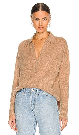 Recycled Cashmere Polo Sweater in Pecan Heather | Revolve Clothing (Global)