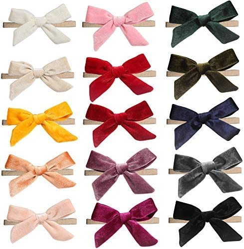 inSowni 15 Pack Solid Velvet Bow Super Stretchy Nylon Headbands Hairbands Accessories for Baby Girls | Amazon (US)