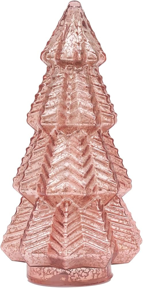 Lamris Tabletop Christmas Tree Timer Lighted 12 Inches Rose Gold Mercury Glass Xmas Trees Decorat... | Amazon (US)